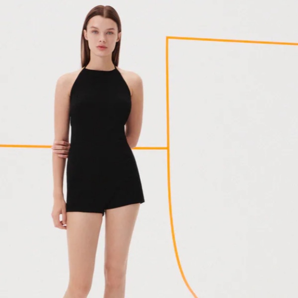 Forever 21 black halter romper backless